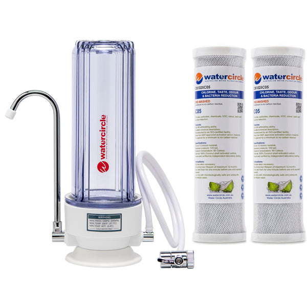 Single Bench top / Counter top water filter system complete set with 0.5 micron cartridges