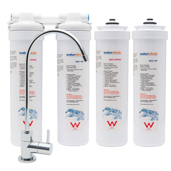 Complete set Twin Quick Change Under sink water filter system with MDL02 Tap