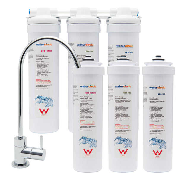 Complete set Triple Quick Change Under sink water filter with MDL02 Tap