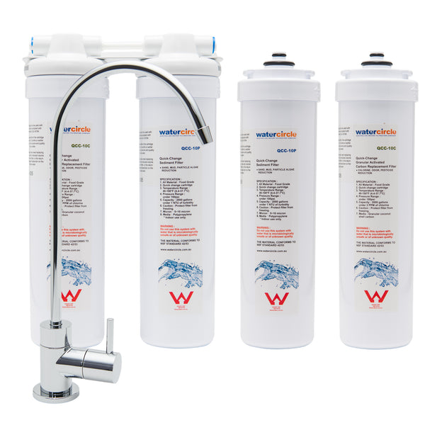 Complete set Twin Quick Change Under sink water filter system with MDL02 Tap