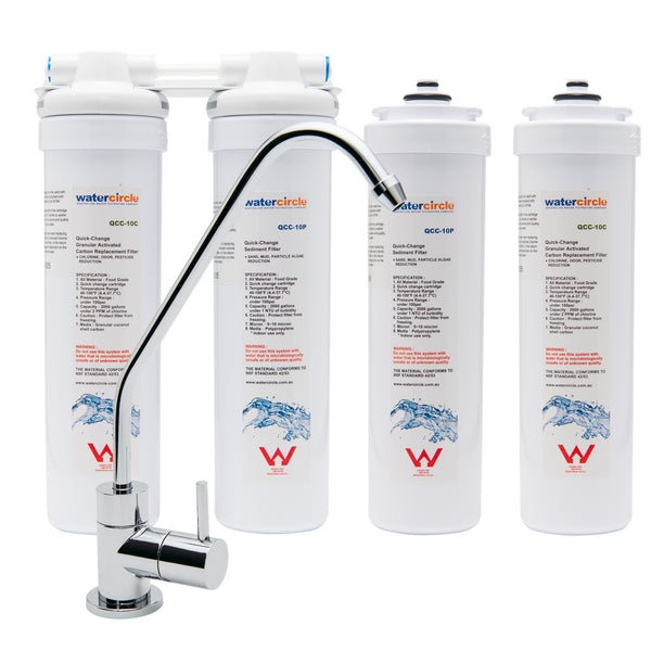 Complete set Twin Quick Change Under sink water filter system with MDL01 Tap