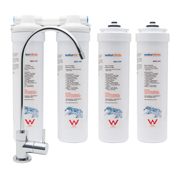 Complete set Twin Quick Change Under sink water filter system with MDL02 Tap