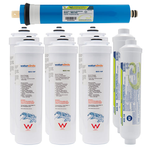 Replacement set for RO system ROQ-3405E (5 stages RO with 50 GPD membrane system) COMBO 12 & 24 months Cycle set