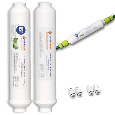 Watercircle 10" Carbon + Sediment Inline water filter with garden hose connectors