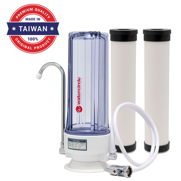 Single Bench top / Counter top water filter system complete set with 0.9 micron CERAMIC cartridges (2 stages system)
