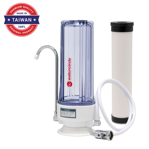 Single Bench top / Counter top water filter system complete set with 0.9 micron CERAMIC cartridges (2 stages system)