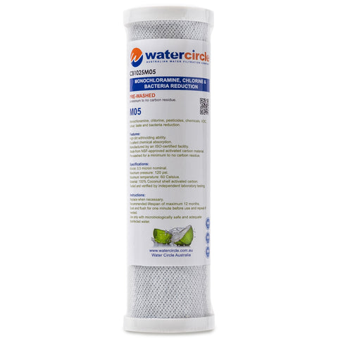 Watercircle 1025M05 10" x 2.5" 0.5 micron (Chloramine & Chlorine) reduction filter