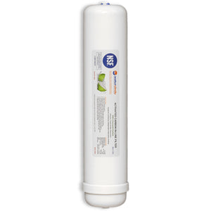 12" Carbon Inline water filter with Inbuilt quick connect for 1/4" (6mm) tubing NSF approved