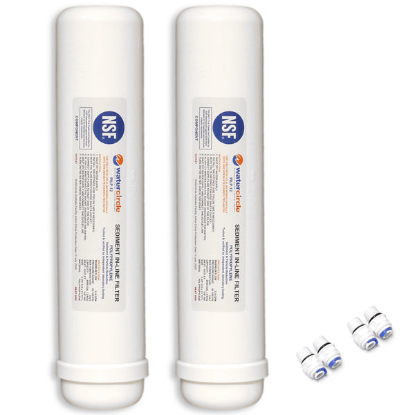 12" Sediment (Polypropylene) Inline water filter with 1/4" (6mm) tubing connector NSF approved