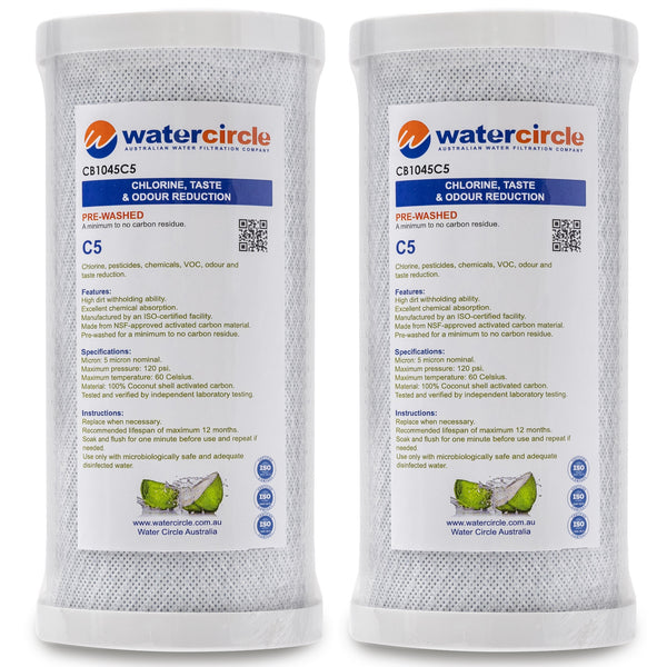 Watercircle 1045C5 10" x 4.5" 5 micron NSF approved carbon filter (Chlorine)