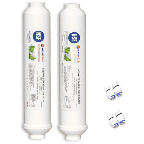 10" Carbon Inline water filter with 1/4" (6mm) tubing connector
