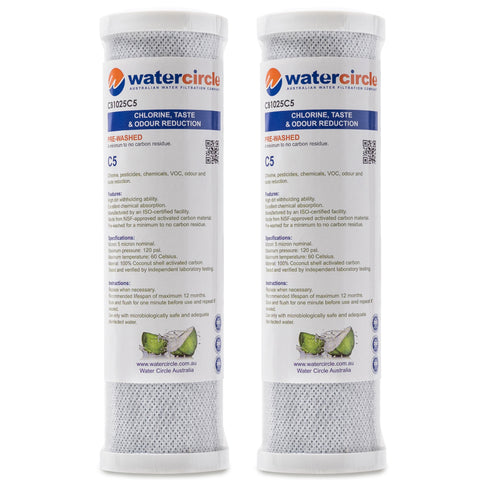 Watercircle 1025C5 10" x 2.5" 5 micron NSF approved carbon filter (Chlorine)