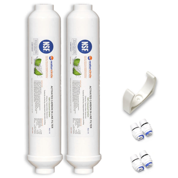 10" Carbon Inline water filter with 1/4" (6mm) tubing connector
