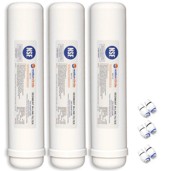 12" Sediment (Polypropylene) Inline water filter with 1/4" (6mm) tubing connector NSF approved