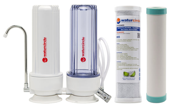 Watercircle Twin Bench top / Counter top water filter system with Ceramic and Chloramine Carbon Block cartridge