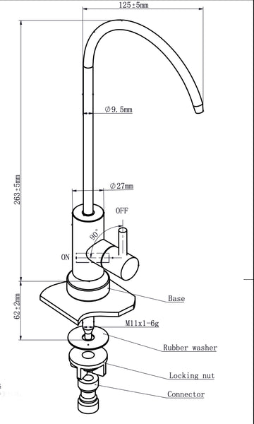Watercircle Stainless Steel water filter faucet for RO/water filter system Watermark Approved Brushed