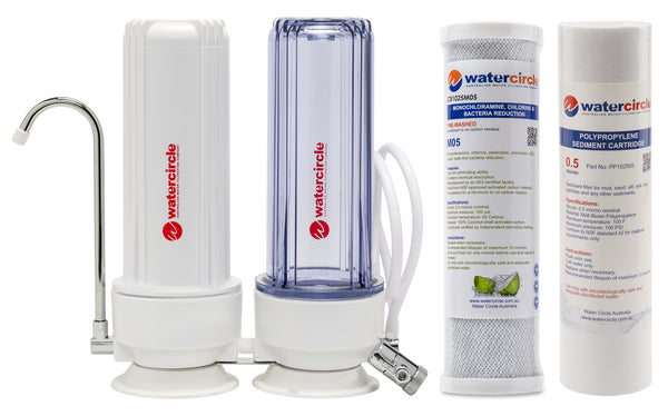 Watercircle Twin Bench top / Counter top water filter system with Chloramine Carbon Block cartridge