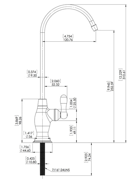 Watercircle water filter faucet for RO/water filter system Chrome MDL07