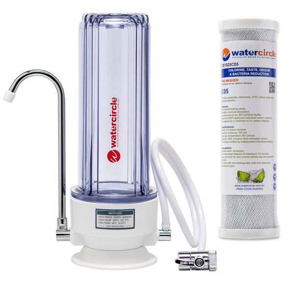 Single Bench top / Counter top water filter system complete set with 0.5 micron cartridges