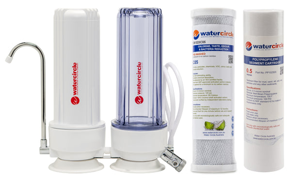 Watercircle Twin Bench top / Counter top water filter system with 0.5 micron Carbon Block cartridge