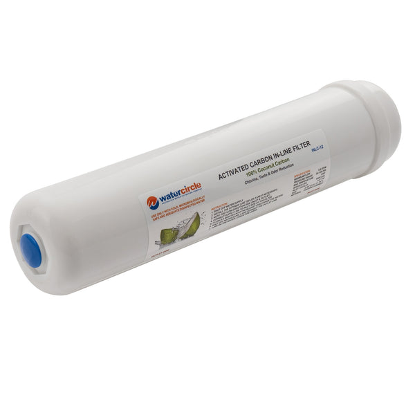 Watercircle 2x 12" Carbon Inline water filter with 1/4" (6mm) tubing connector