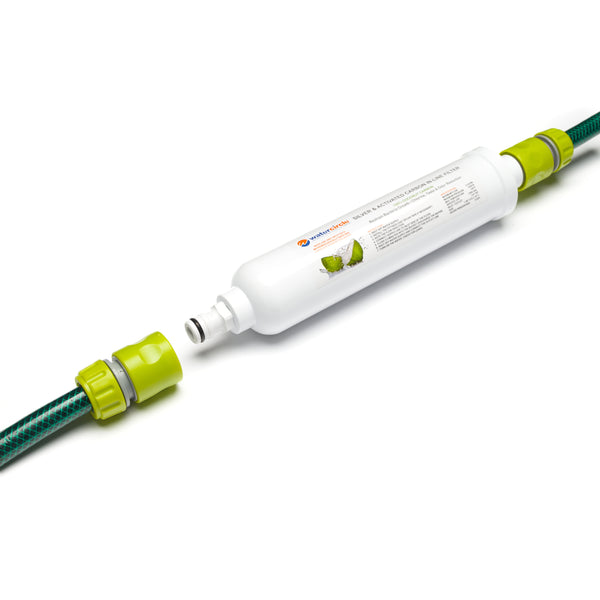 12" Anti-Bacterial In-Line Sediment Filter with garden hose quick connectors
