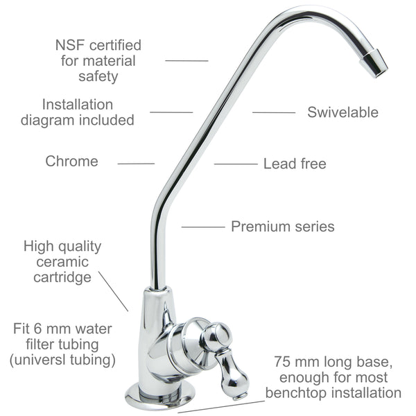 Watercircle water filter faucet for RO/water filter system Chrome MDL12