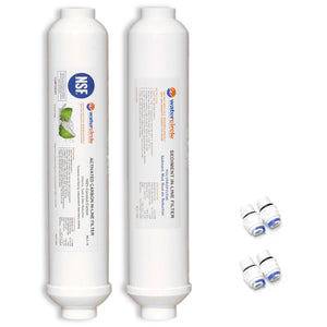 10" Carbon + Sediment Inline water filter with 1/4" (6mm) tubing connector