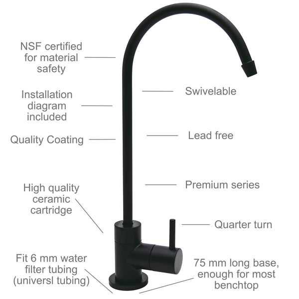 Watercircle water filter faucet for RO/water filter system matt black MDL5