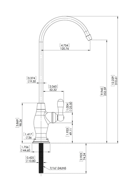 Watercircle water filter faucet for RO/water filter system Chrome MDL6