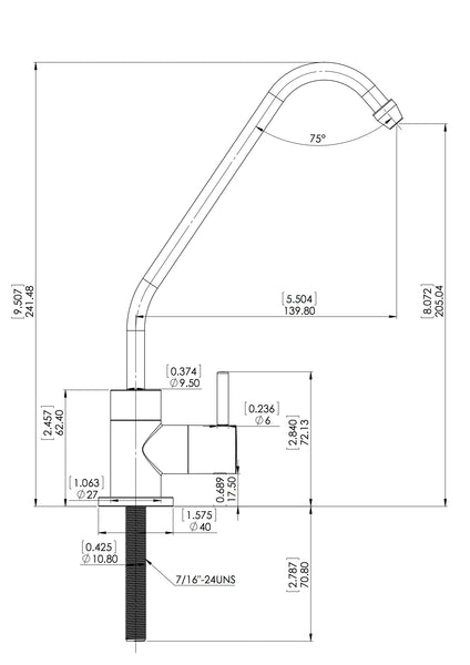 Watercircle water filter faucet for RO/water filter system Brushed Nickel MDL3
