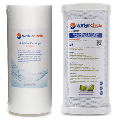 Chloramine & Chlorine 5 micron 10" x 4.5" Sediment + Carbon filter