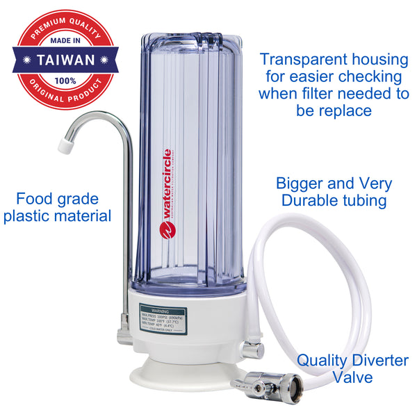 Single Bench top / Counter top water filter system complete set with 0.5 micron cartridges