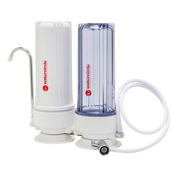 Twin Bench top / Counter top water filter system complete set with 0.5 micron cartridges