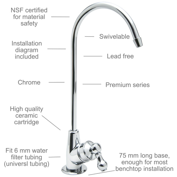 Watercircle water filter faucet for RO/water filter system Chrome MDL13