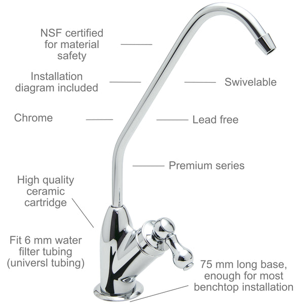 Watercircle water filter faucet for RO/water filter system Chrome MDL9
