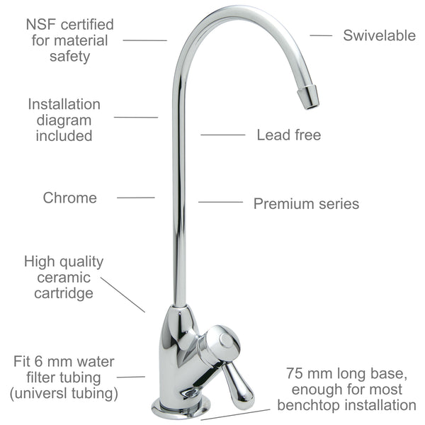 Watercircle water filter faucet for RO/water filter system Chrome MDL10