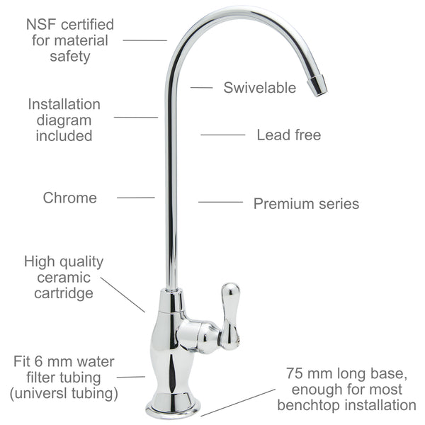Watercircle water filter faucet for RO/water filter system Chrome MDL6