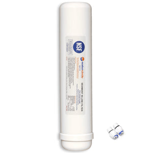 12" Sediment (Polypropylene) Inline water filter with 1/4" (6mm) tubing connector NSF approved
