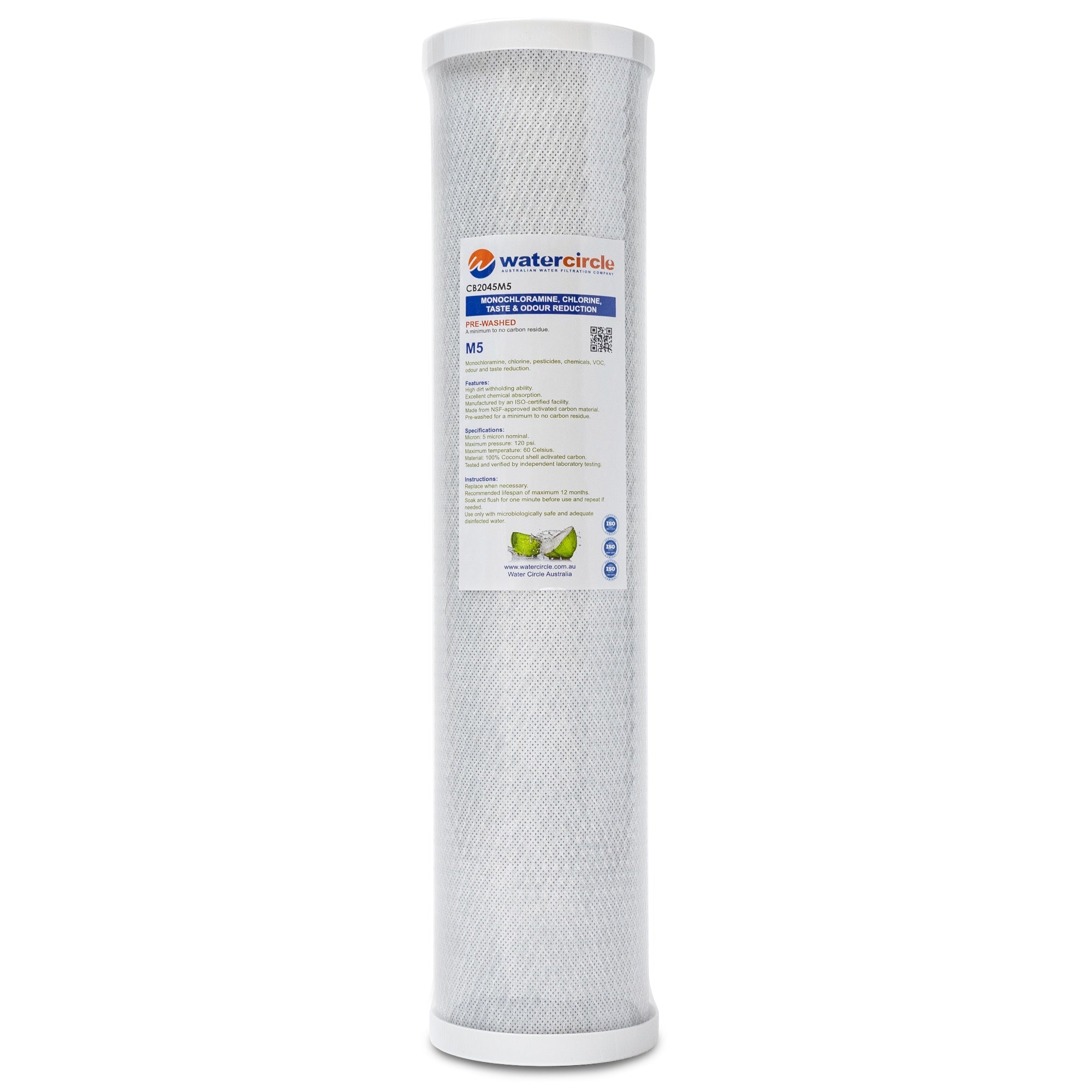 Watercircle 2045M5 20" x 4.5" 5 micron (Chloramine & Chlorine)reduction filter